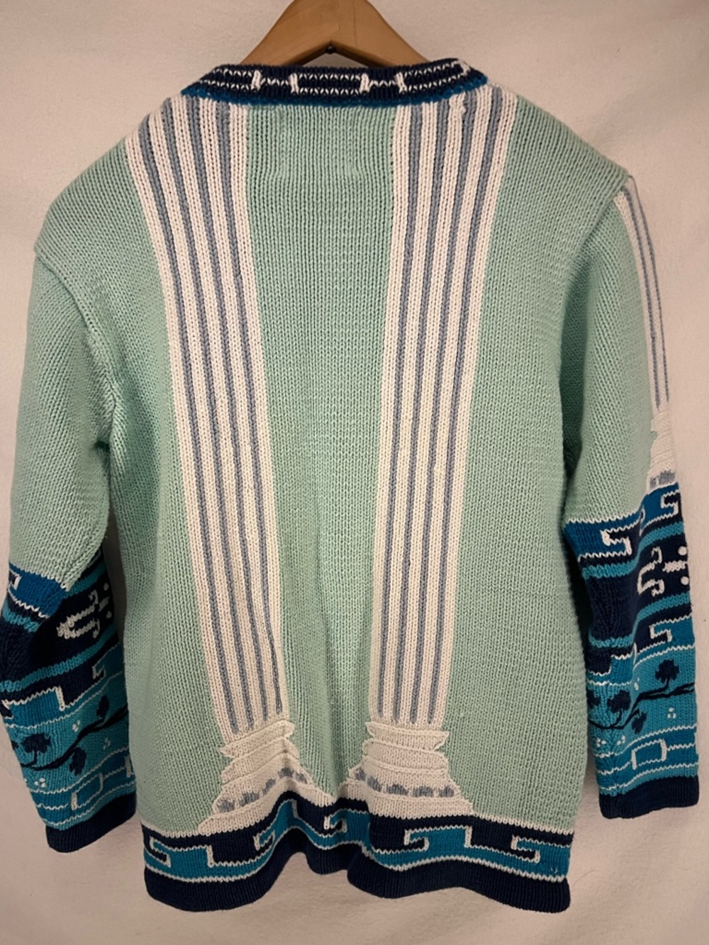 Vintage 90s Storybook Knits Greece Greek Roman Themed Cardigan Sweater Size S - Picture 2 of 9